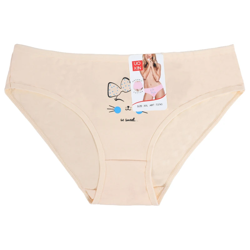UOKIN Wholesale Cotton High Waist Printed Plus Size Women Panties ladies plus size underwear