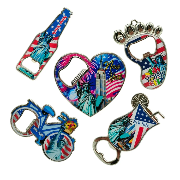 Custom design logo tourist souvenir metal magnetic beer opener bicycle bottle opener