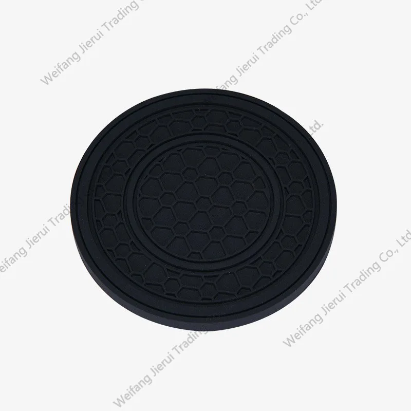 Hot selling car universal double circle honeycomb patterned coaster with embedded anti slip and heat-insulating silicone pad