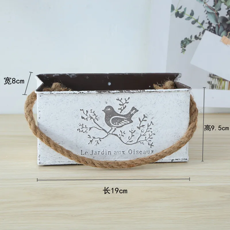 Retro Iron Wall Hanging Flower Pot Wall Flower Basket Hanging Basket Wall Hanging Decorative Rustic Metal Flower Pot