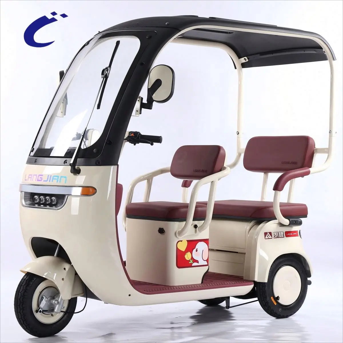 Luxury 3 Wheels Electric Tricycles Waterproof  Handle Electric Tricycle for Adult with roof