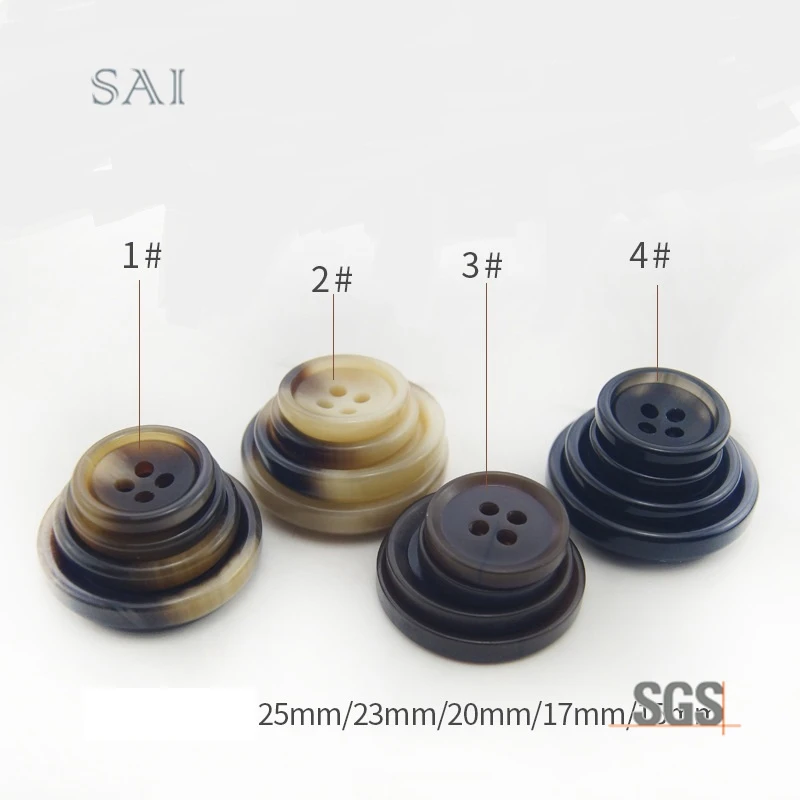 Basic Plastic Black 4-Hole shirts Coat Button