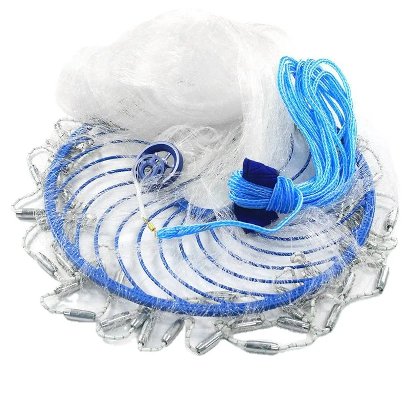 Fishing Hand Cast Net Throw Catch drawstring Throwing casting fishing net