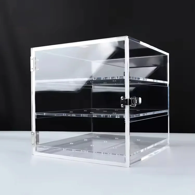 Countertop 3-Tier Shelves Cake Display Case Acrylic Pastry Display Case for Donut Bagels Cake Cookie