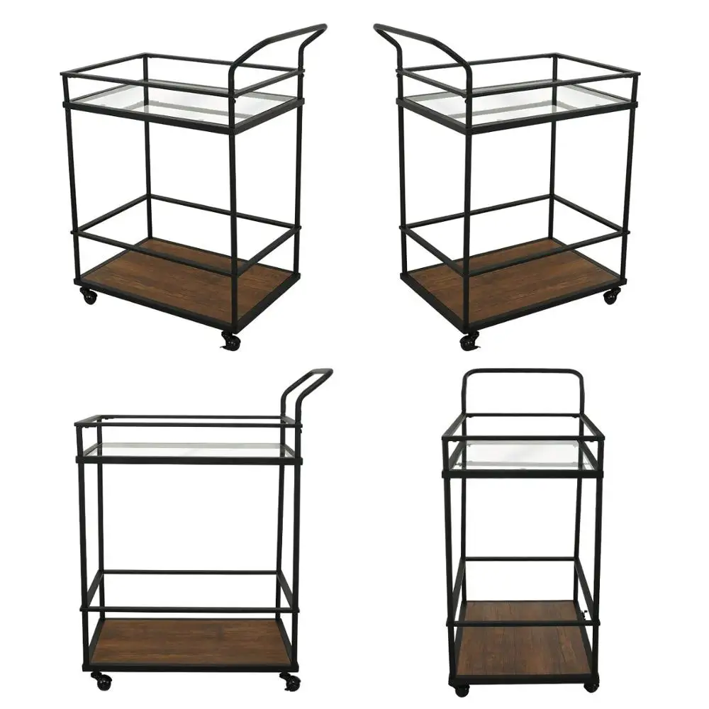 
Professional rolling trolley island wooden mobile truck food kitchen cart 