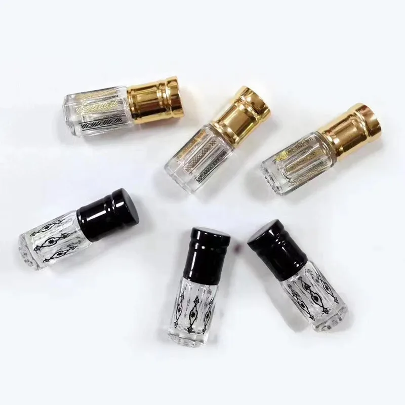 6Ml 3Ml 12ml oud essential oil roller bottle custom serum octagonal attar glass roll on bottle