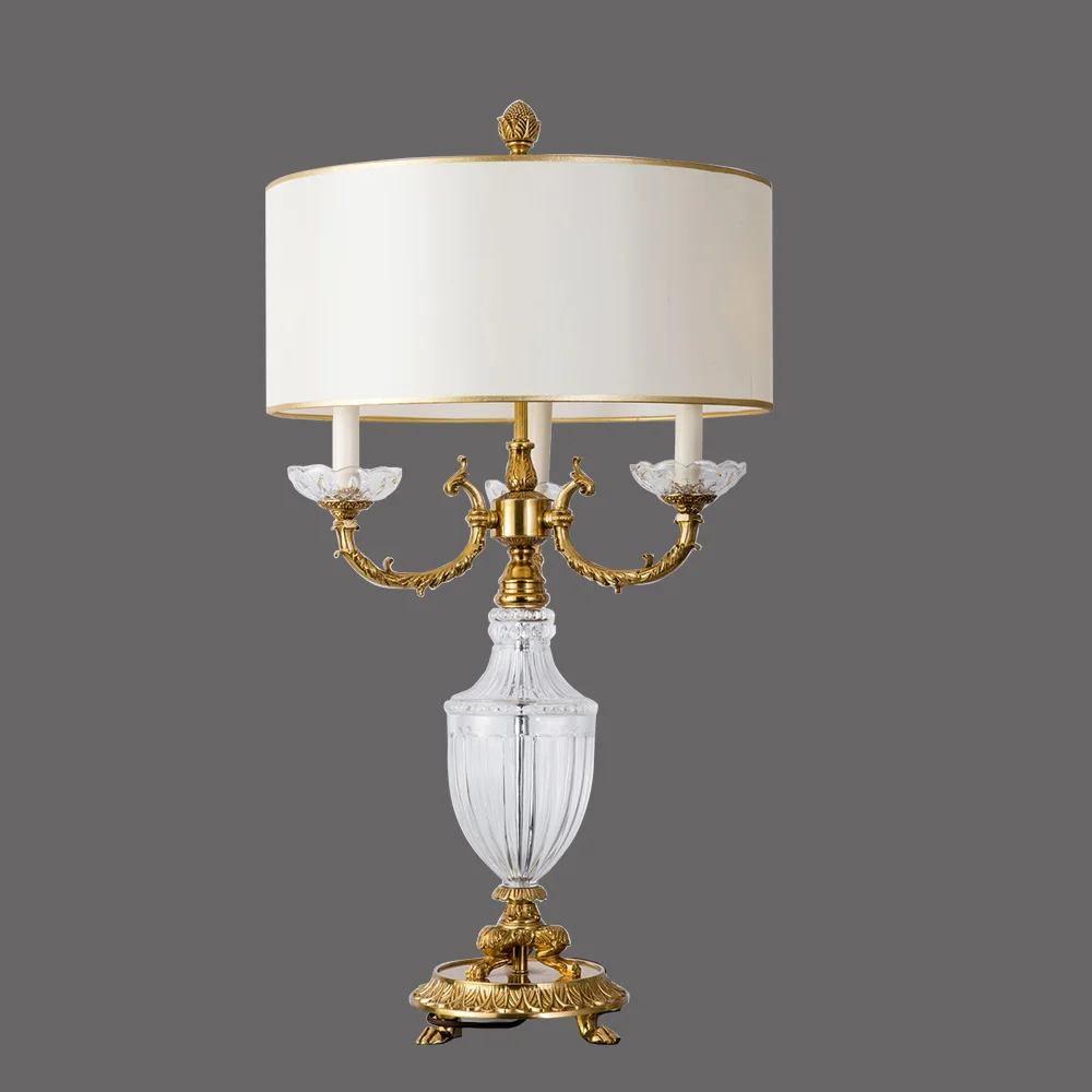 Home Decoration Table Decor Table Lamp Desk Lamp LED White Room Lighting Crystal and Brass Antique French Luxury Bronze AC 80