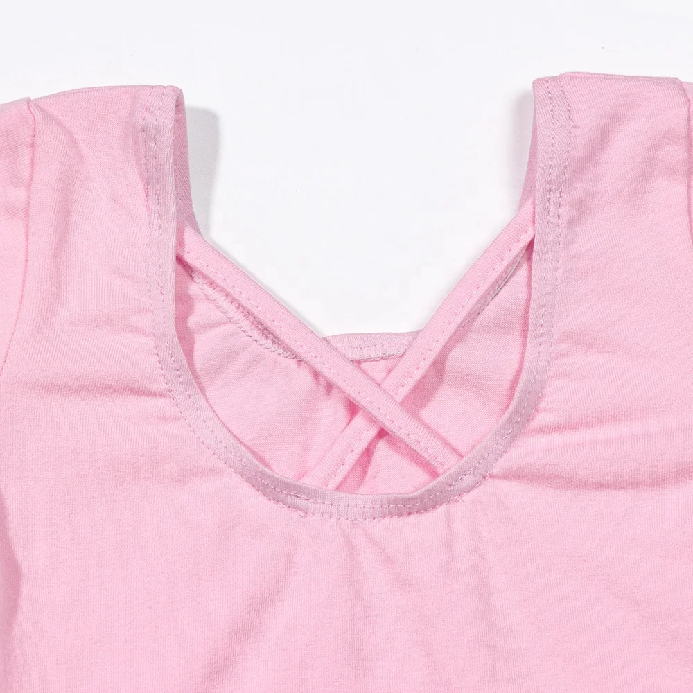 Pink Leotards Ballet for Girls Classic Short Sleeve Ballet Dance Gymnastics Dress Ballerina Tutu Outfit Stage Dance Wear