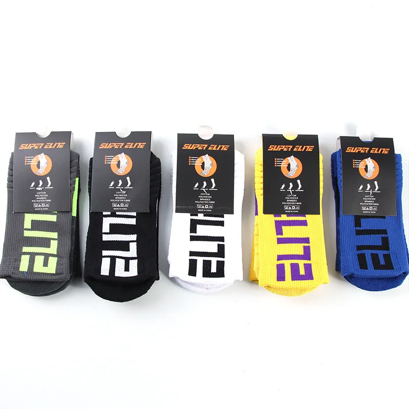 new men elite socks low moq custom logo letter basketball riding running terry loop thickening anti-slip sports socks
