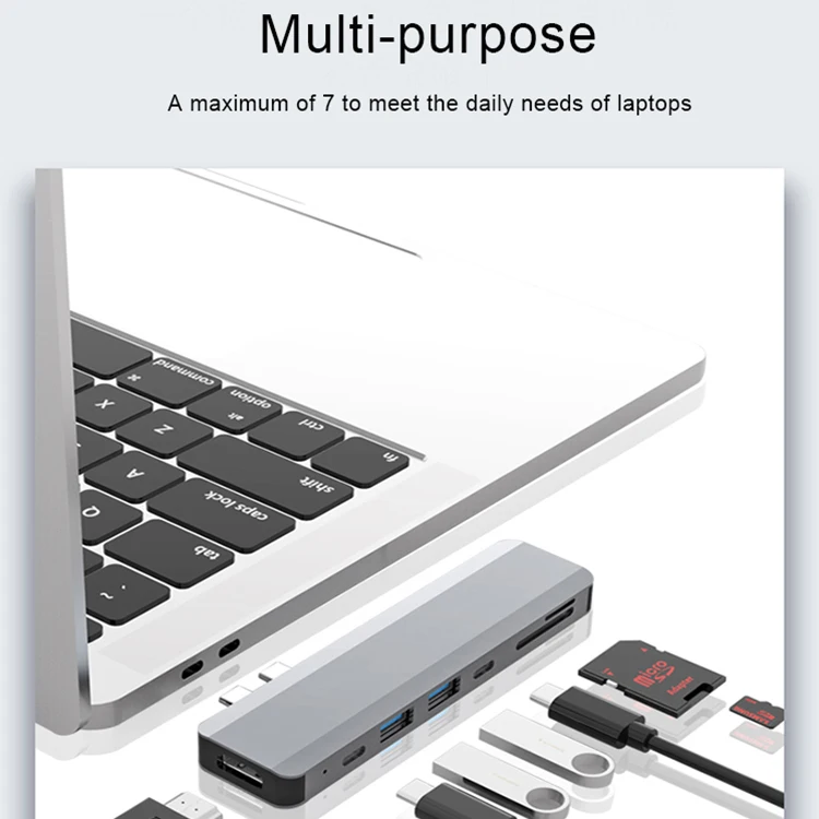 Двойной разъем USB Type C концентратор док-станция для SD устройство считывания с tf-карт 4K видео многопортовый Адаптер 7 в 1 Mac book pro