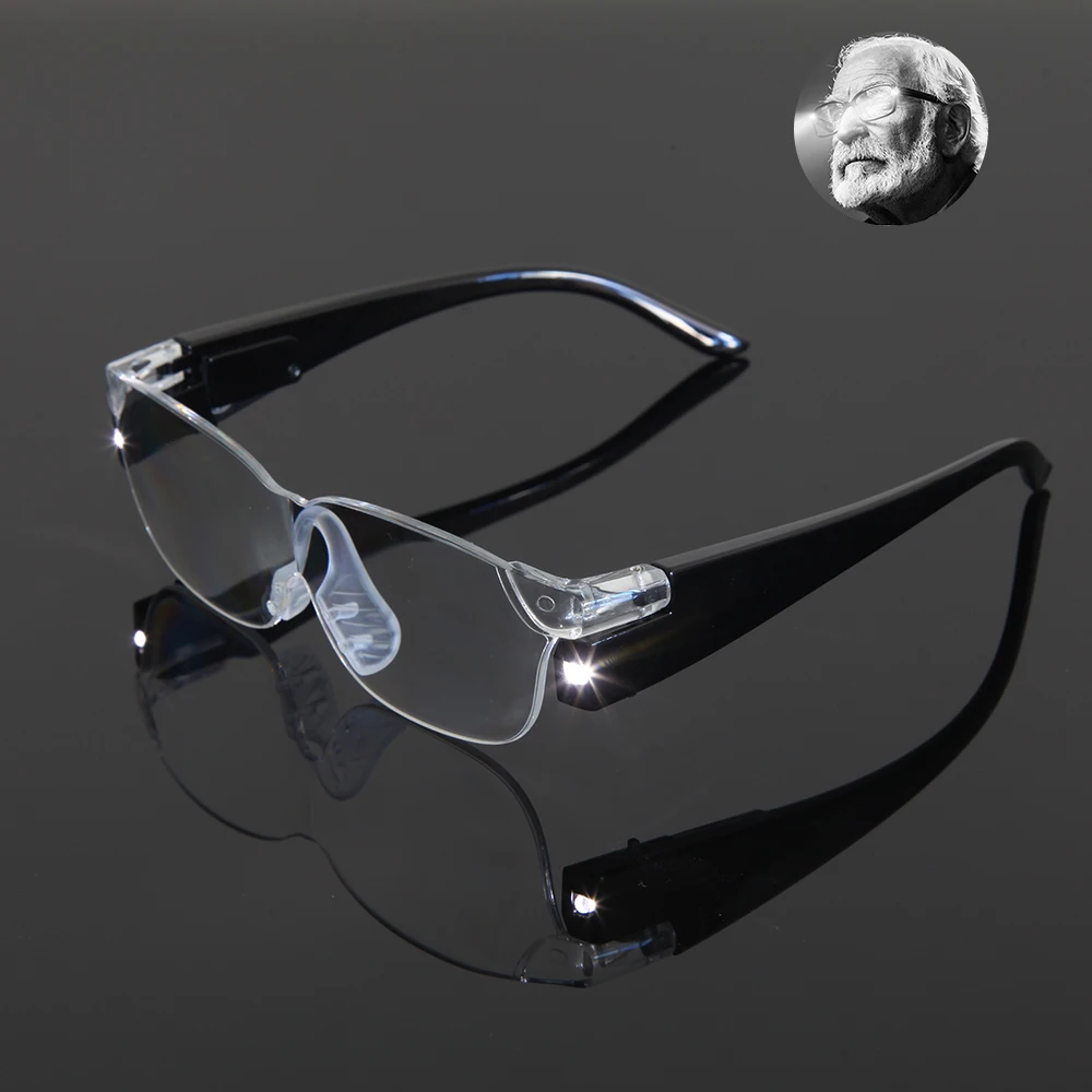 
SKYWAY 1.6X Button Battery LED Light Eye Glasses Magnifying Eyeglasses For Elder 