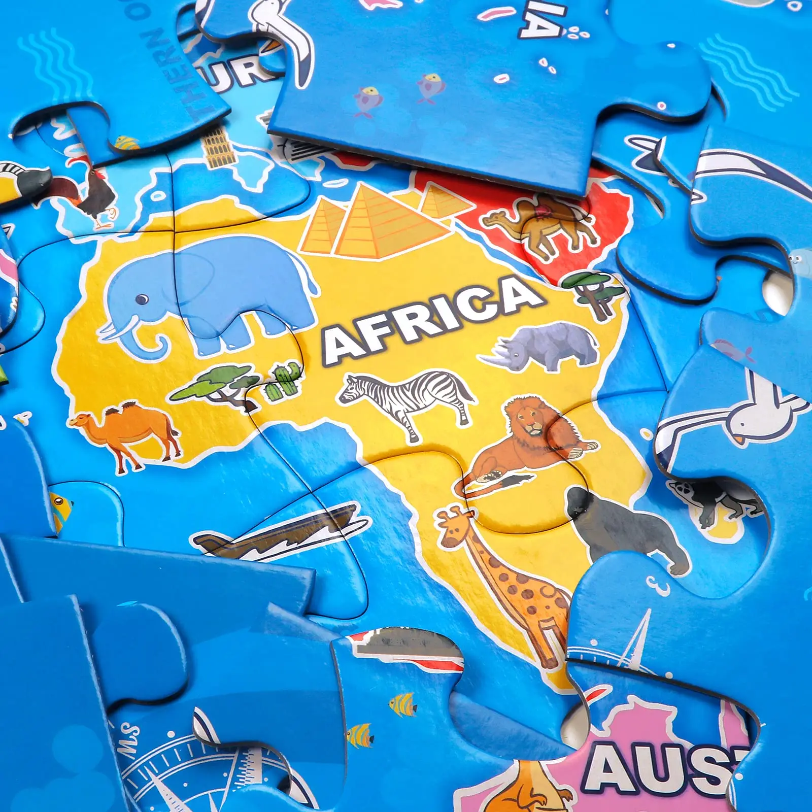 Wholesale Custom Large 48 Pieces World Map Geography Jigsaw Puzzles Globe Atlas Floor Puzzle for Kids