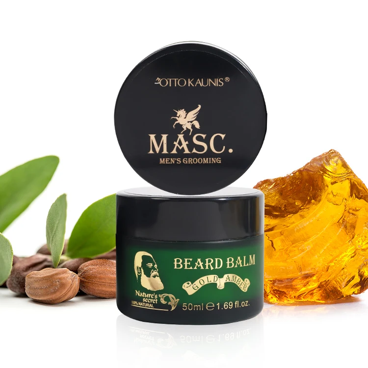 OEM Organic Vegan Strengthen Soften Beard Wax Mustaches Men Beard Balm  Beard Growth Balm With Shea Butter