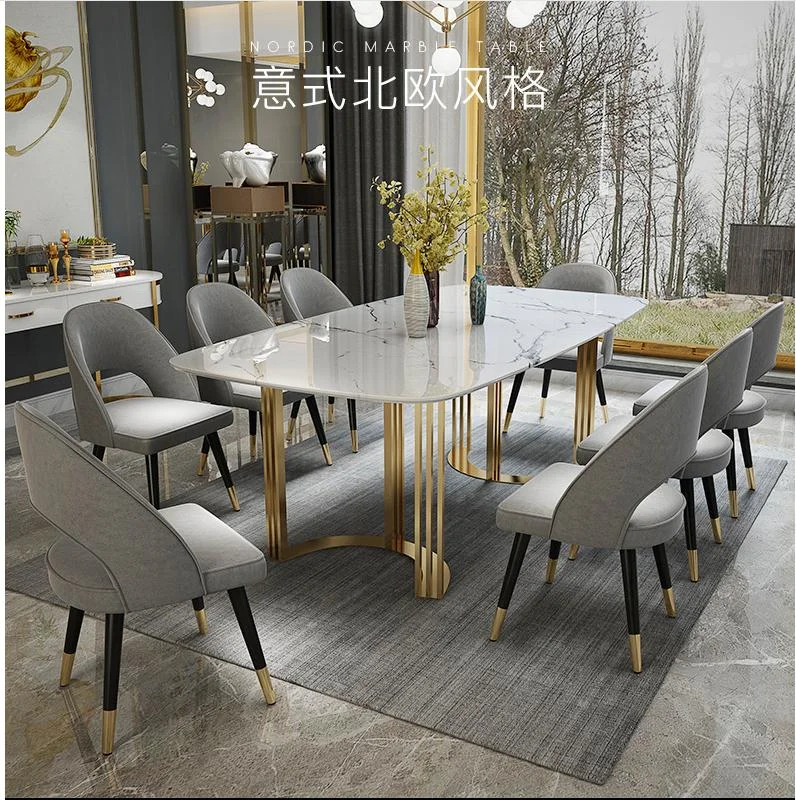 
2021 modern 120 cm 140 cm 160 cm long white marble top iron frame gold legs metal dining table 