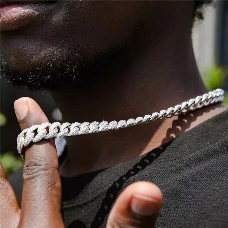 GRA Certificate 6mm 13mm D Color VVS Moissanite Cuban Chain Iced Out Cuban Link Chain Gold Plated 925 Sterling Silver Necklace