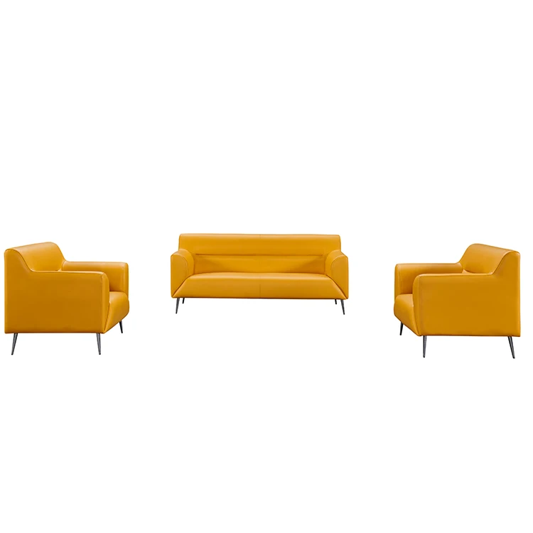2022 Light Luxury Office Living Room Sofas Modern Design Yellow Sofa Set Furniture Leather PU Yellow Sofa