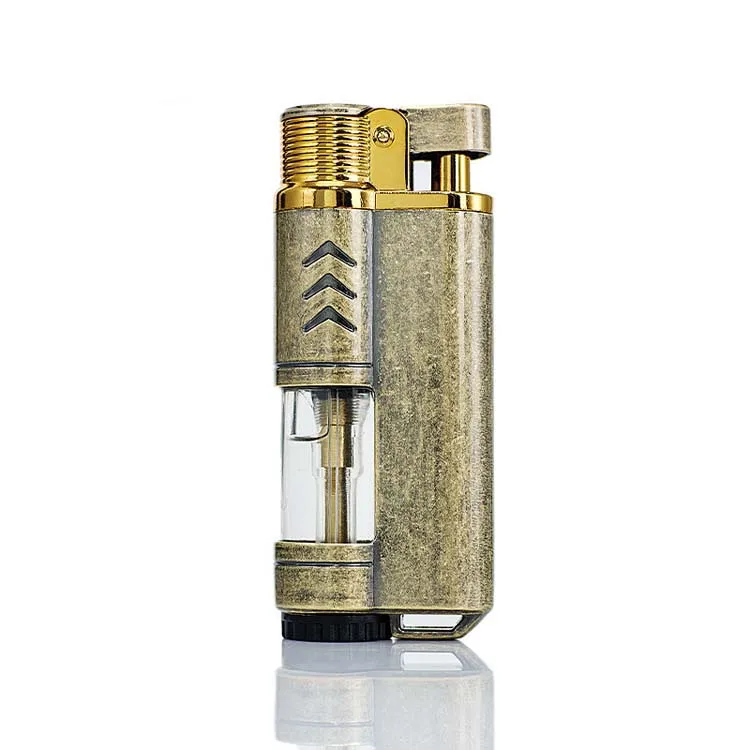 New Transparent Chamber Jet Flame Lighter Metal Windproof Inflatable Cigarette Lighter Wholesale