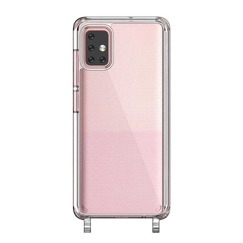 Transparent Phone case rope hook For Samsung A51 S22 U clear tpu acrylic case with hole hook