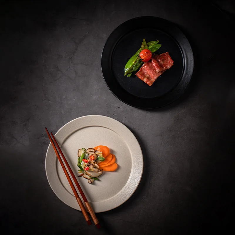 Classic White Ceramic Plate black matte porcelain dishes oven safe plate with low price online sale in India