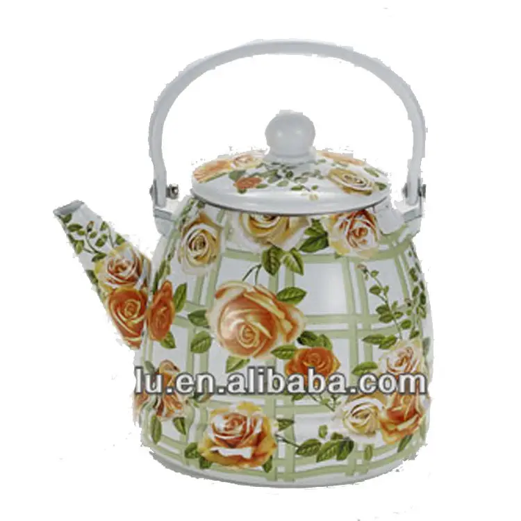 Custom flower decorative pattern 3.2l enamel teapot enamel kettle