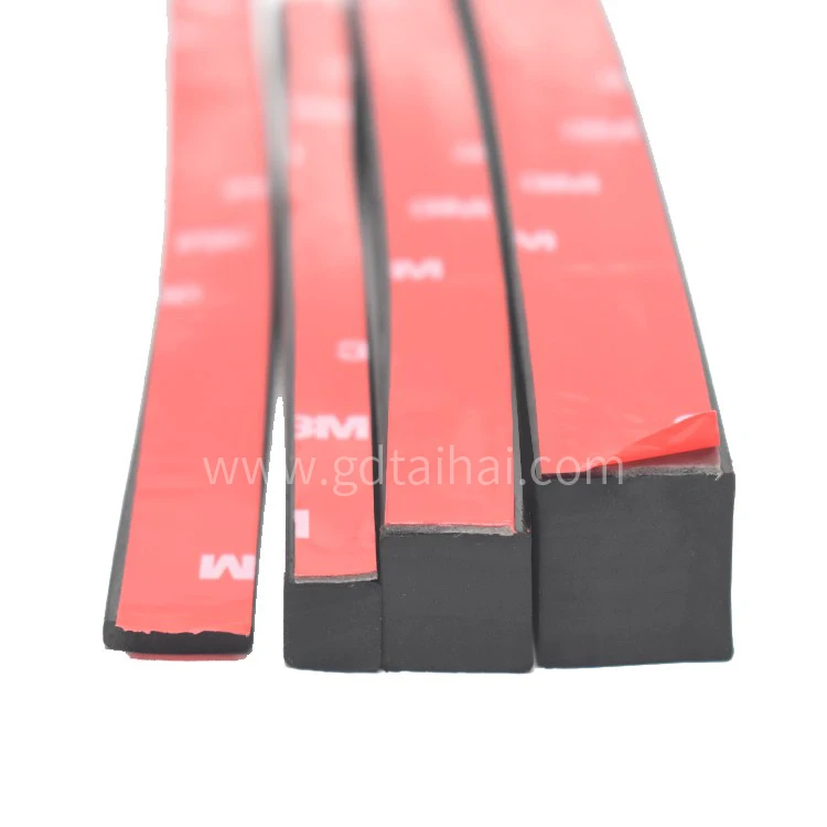 EPDM Sponge foam square shape self adhesive rubber sealing strips