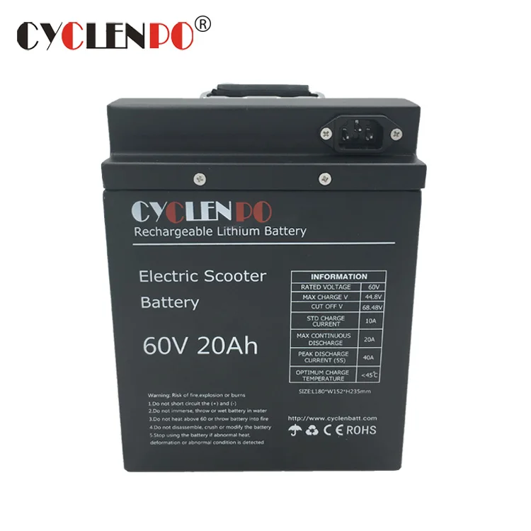 Factory 60v lifepo4 battery 20ah for electric scooter and motorcycle