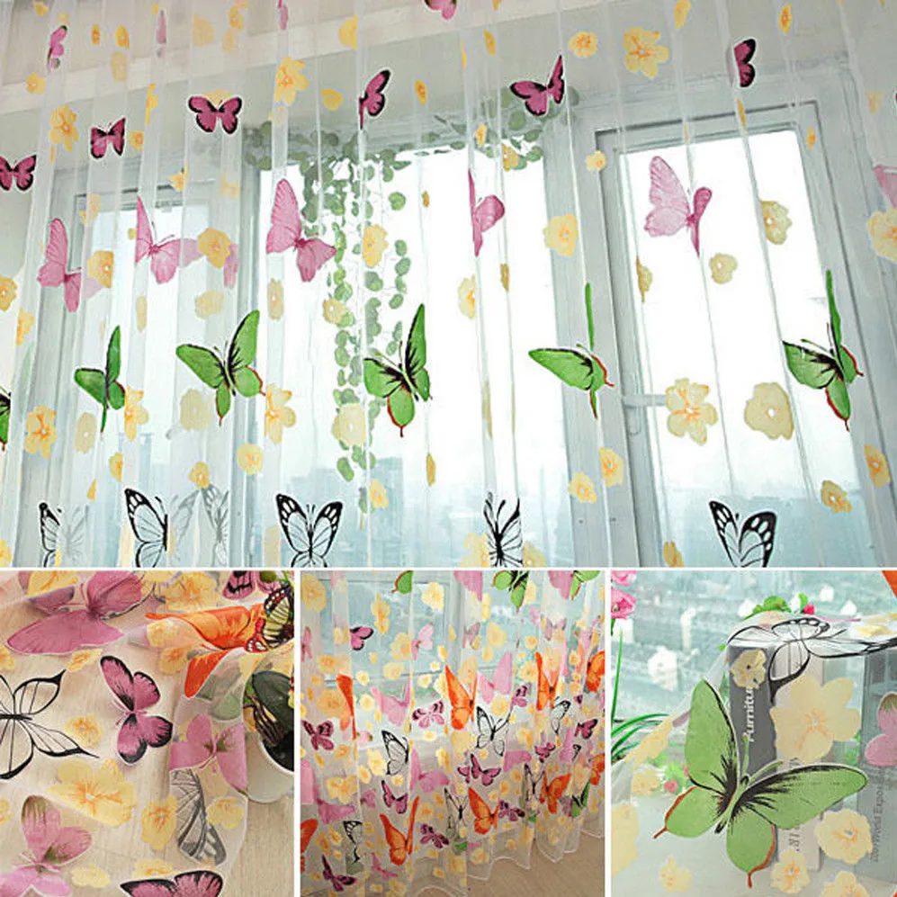 Printed  Cortinas Decorative Window Screening Burnout Tulle Curtains for Living Room bedroom Balcony Voile Sheer