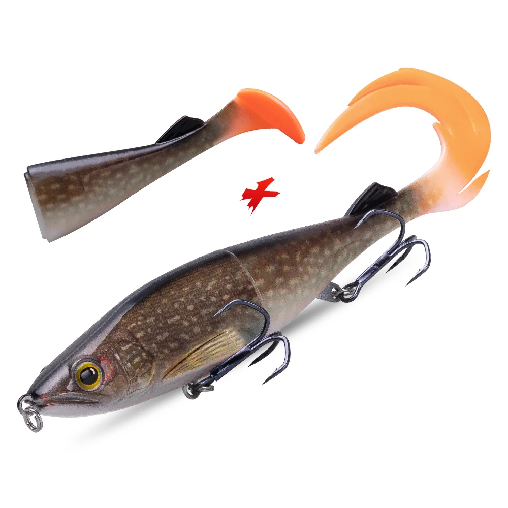 Kingdom Saltwater Trolling Lures Bluegill Swimbait Jerk Baits 3D Eyes Pencil Lures ABS Body With Soft Tail Swim Bait For Sale