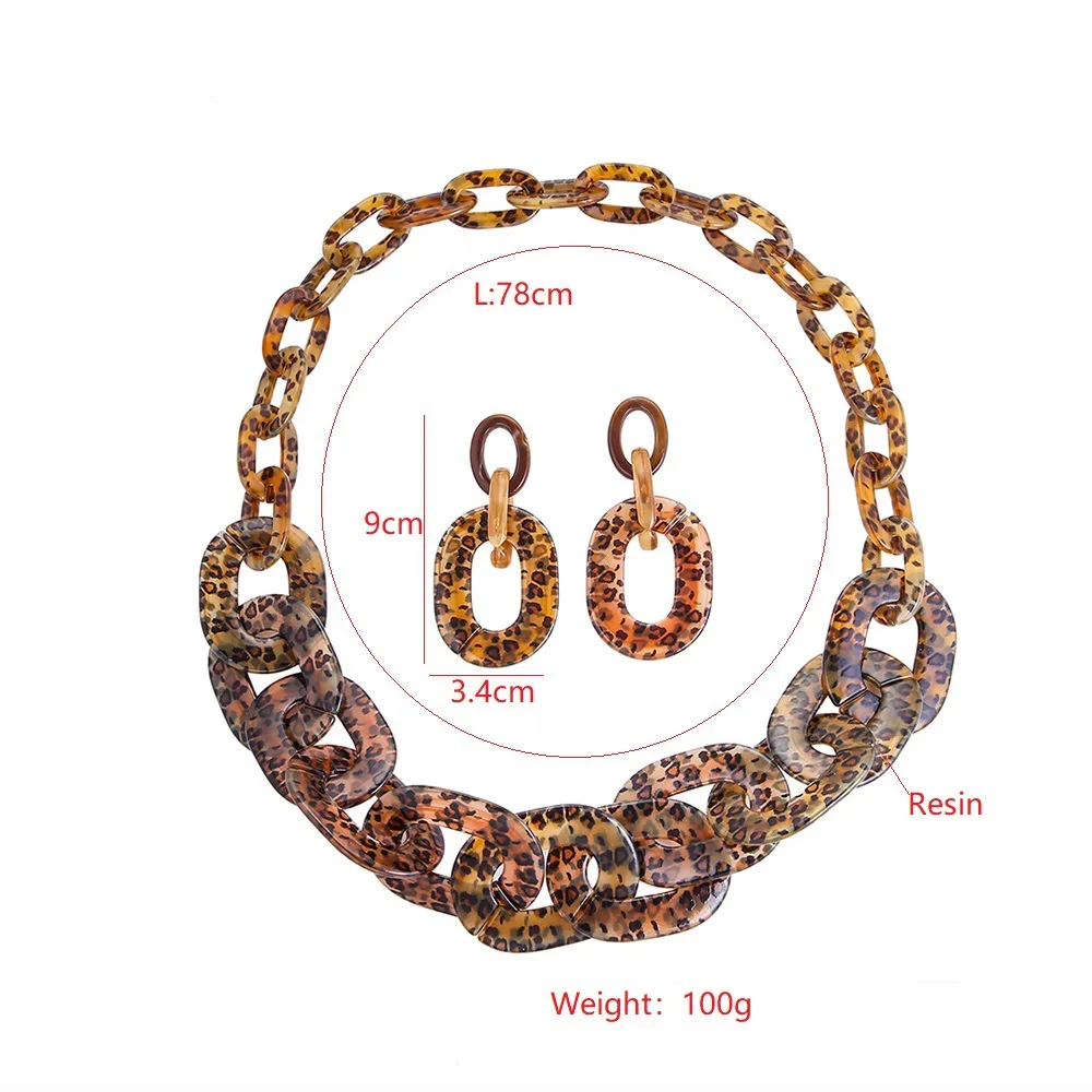 fashion acrylic leopard print necklaces earying set