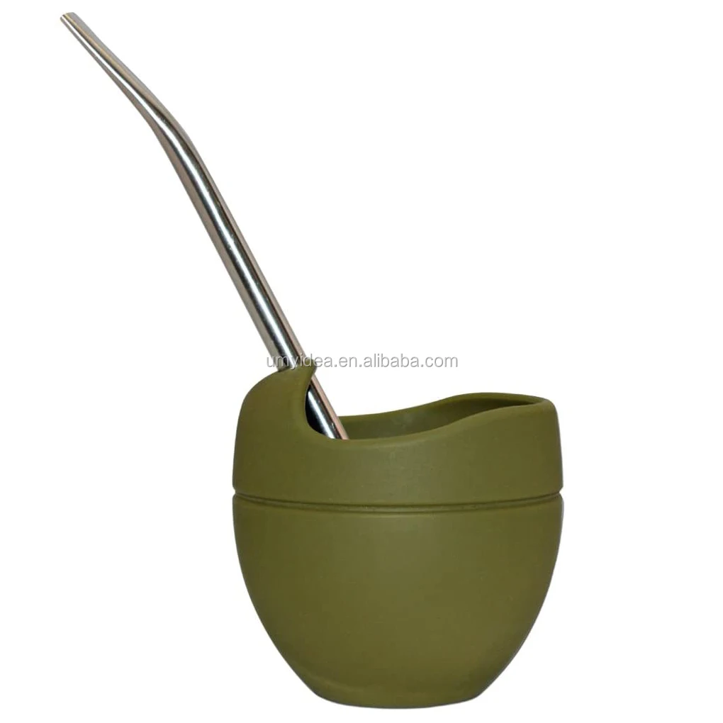 2019 Толстая стена силиконовая резина Yerba Mate Gourd Cup с соломинкой из нержавеющей стали Bombilla