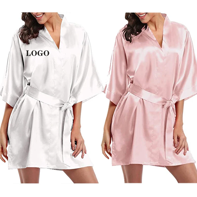 Low Price Night Pajamas soft satin bath robe kimono night dress sexy silk satin robe for women