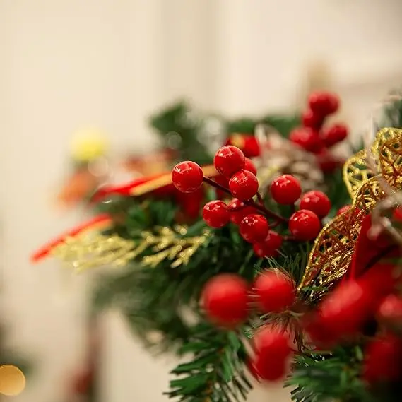 GM Artificial Red Berry Stems for Christmas Tree Decorations  Red Berry Branches DIY Xmas Wreath  Home Decor