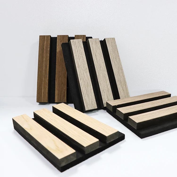 Natural Oak Veneer Finish  Acoustic Panel Wooden Slat Wall Perforated Fiber Acoustic Panel