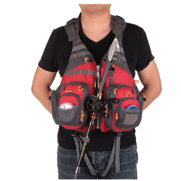Breathable Adjustable Size Men Women Multi Pocket Mesh Fly Fishing Vest for Swimming Sailing Boating Camping