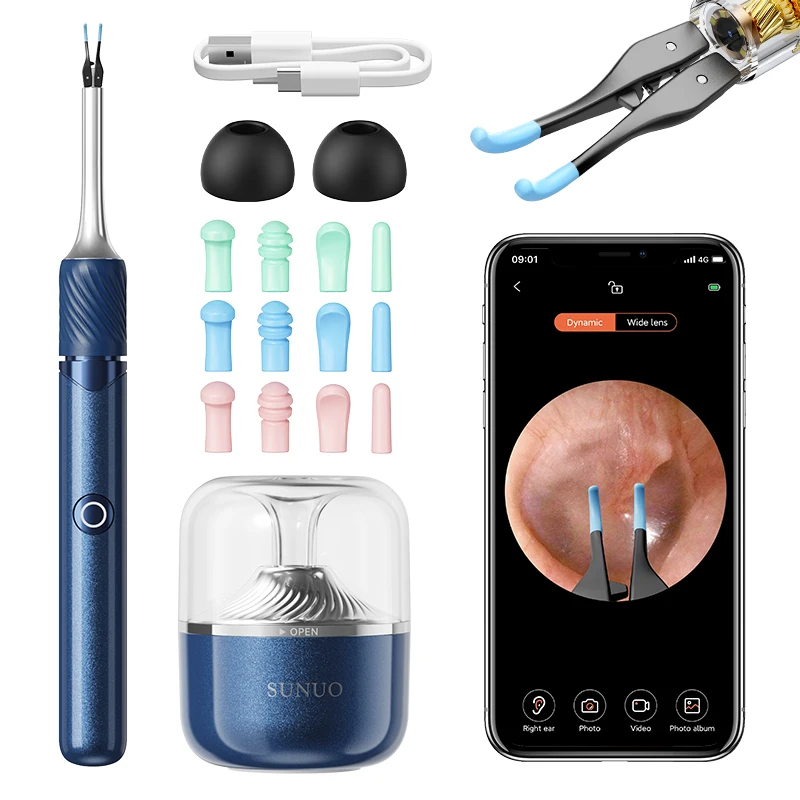 SUNUO New Arrive S3 Pro Tweezers 4 in visual ear camera wifi HD 1080p ear scope endoscope ear wax cleaner remover Videoscope