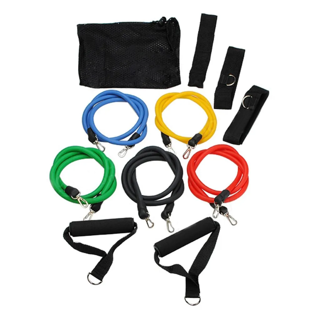 
Wholesale Fitness Exercise Resistance Tube Bands 11pcs/Set Gym Equipment Set 