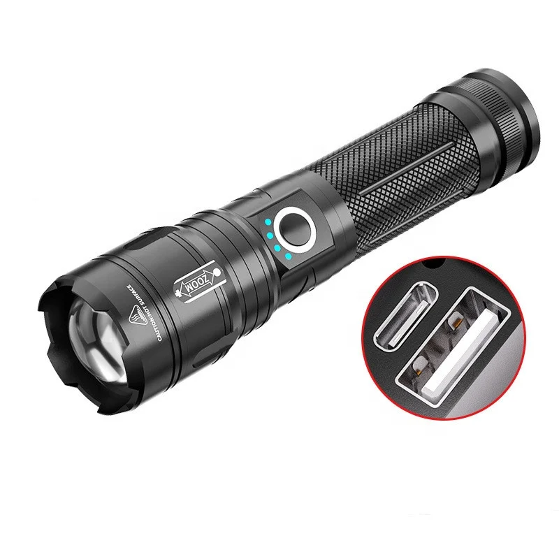 Powerful 15W 1000 Lumens 5Modes Waterproof Outdoor Tactical Torch Flash Light LED USB Rechargeable Flashlights for Camping