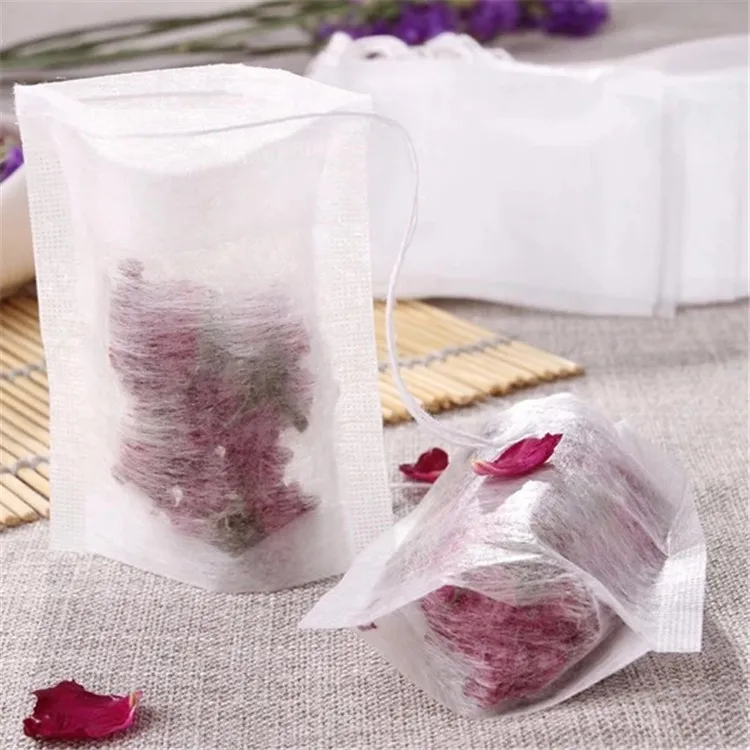 Empty Disposable Pla Corn Fiber Teabag Drawstring Non Woven Polypropylene Bag Tea Brewing