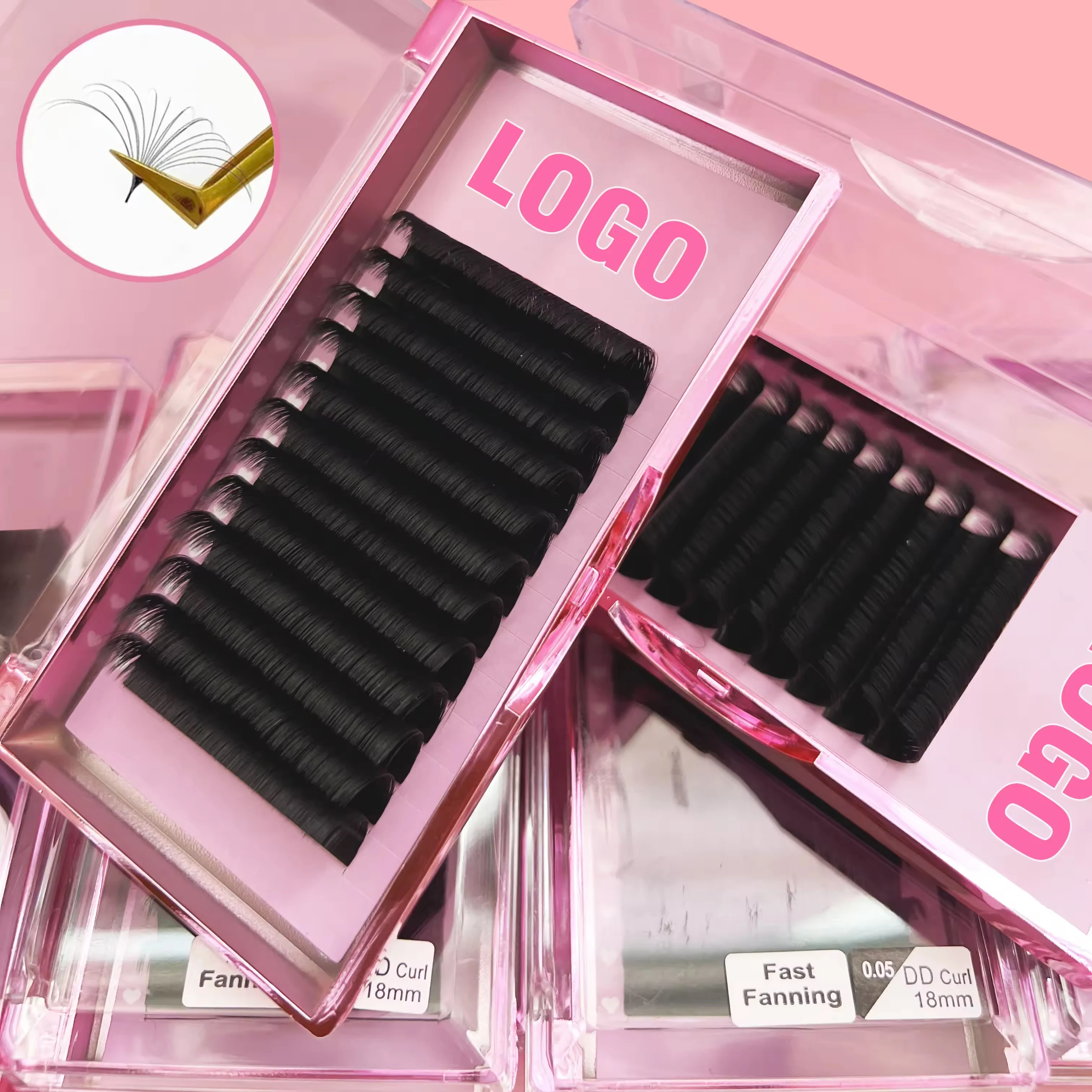 Matte Black Volume Individual Cashmere Lash Extension Lash Tray Private Label Faux Mink Lashes
