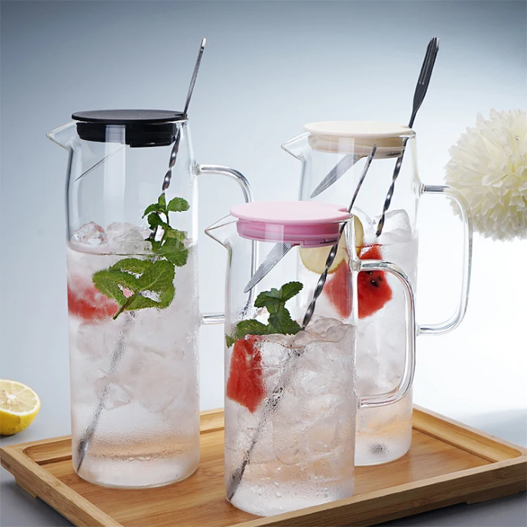 1.5l Glasses Cold Water Bottle Kitchen Kettle Jars Heat Resistant Glass Water Pitcher Coffee Tea Pot Transparent Decanter Jug