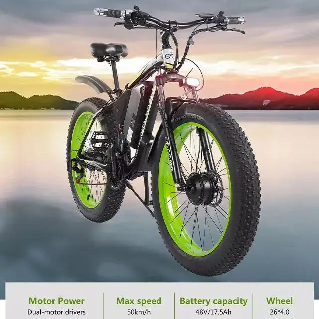 Gogobest GF700 Double Motor 2 Wheel Drive 1000W 2000w Powerful Motor 17.5ah 26 Inch Fat Tire Lithium Battery Electric Bicycle