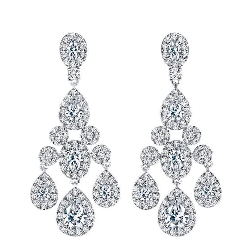 RE3946 Cubic Zircon  Earrings women party wedding fashion jewelry CZ stone bridal earrings