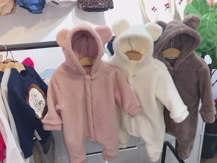 Ivy70133B Spring new year cotton baby girl print romper jumpsuit with hats kids cute bear clothing