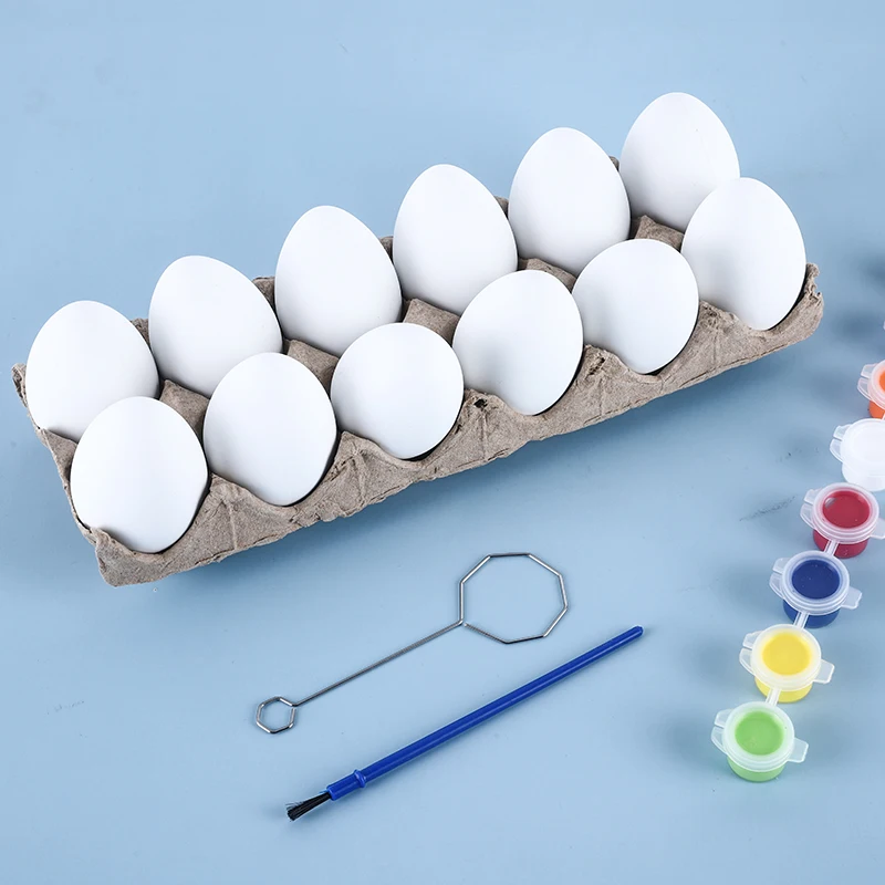 Wholesale Amazon plastic eggs Children paint Easter plastic eggshells with brush egg toys colored paint strips