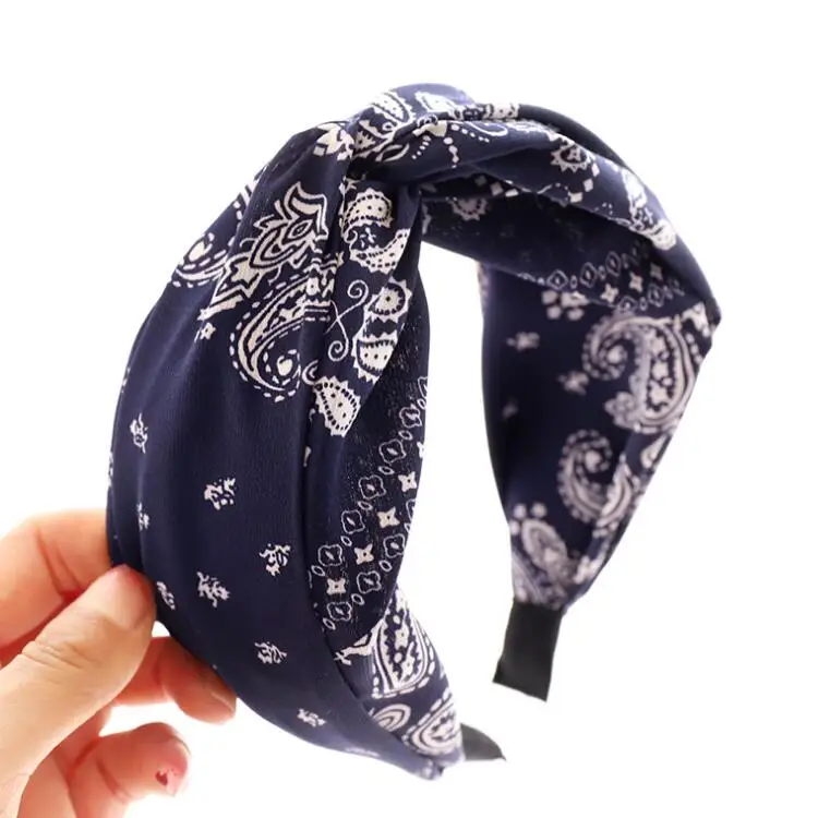 
2021 Fashion Korean Headbands For Printing Ladies Cross Knot Headband 