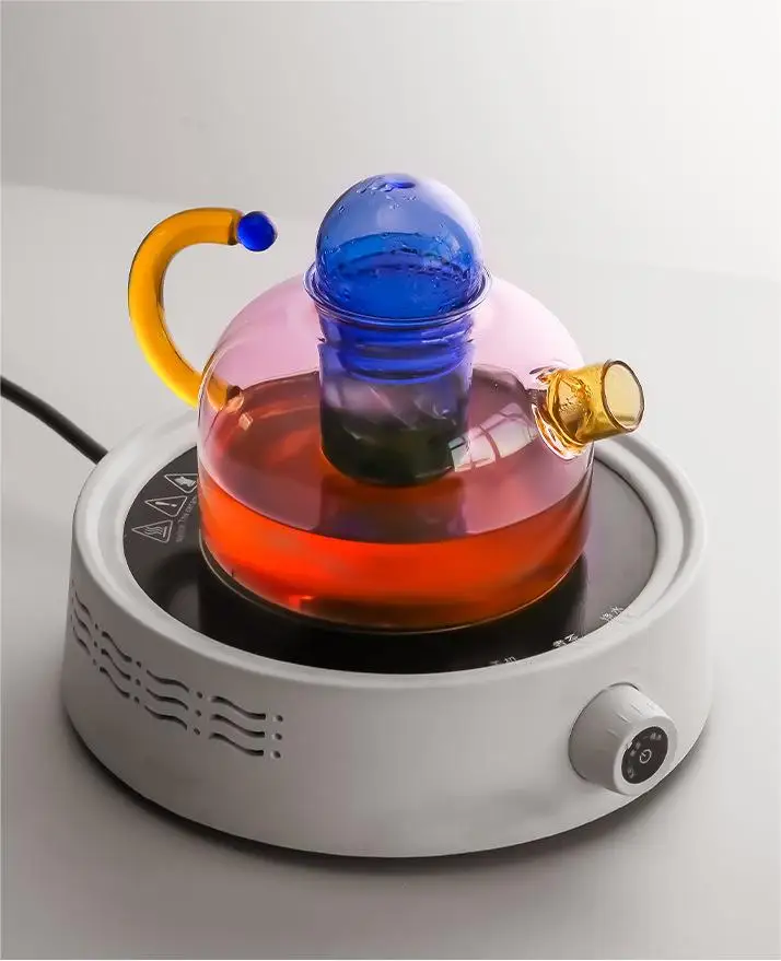 2024 Creative color contrast and high-temperature resistant glass teapot separated and filtered glass kettle and cup set