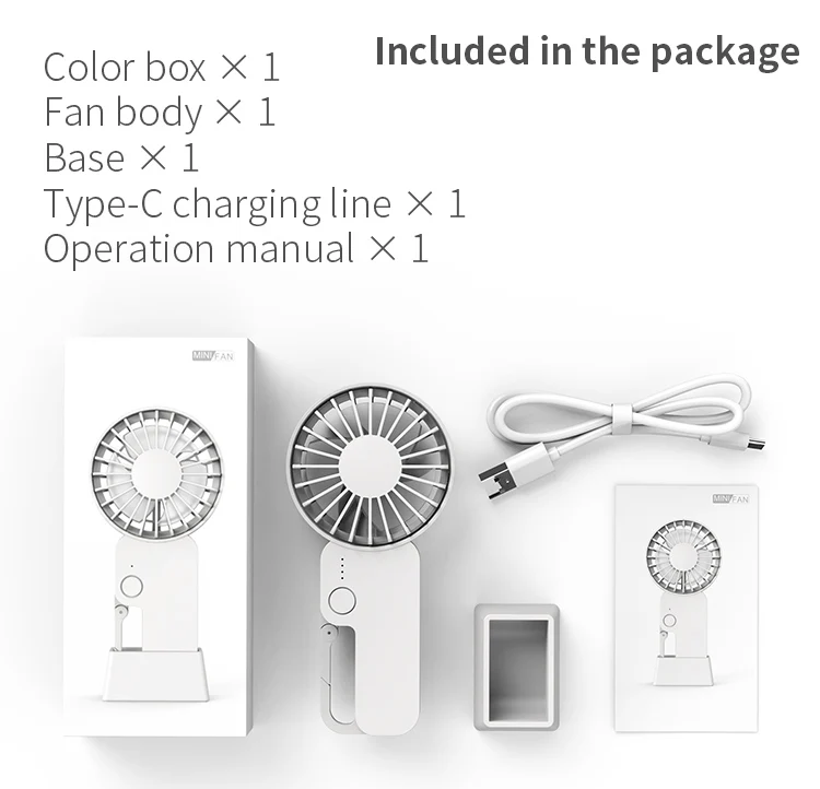 Mini Hand Fan Portable Rechargeable Backpack Hanging Standing USB Fan for Camping Travel