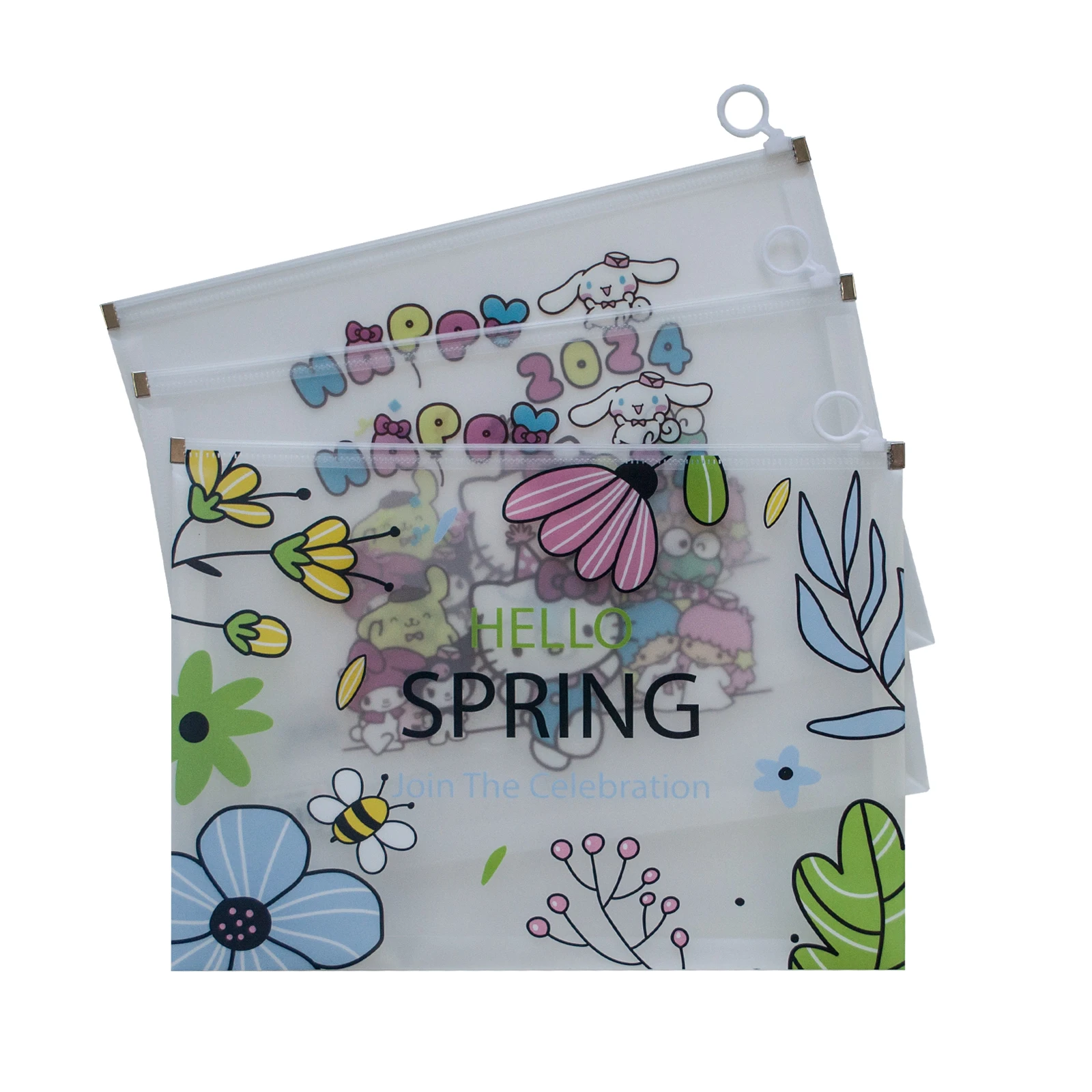 PP Custom Filing A4 Size Plastic Expandable Document  Storage Organizer Zipper Pouch Bag for  Office and School Use