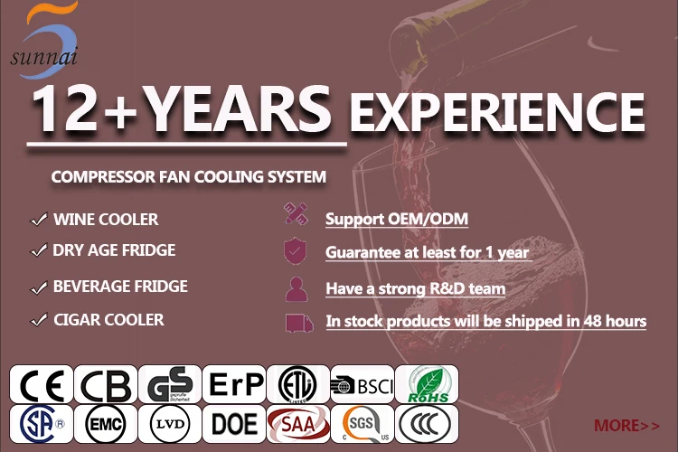 Custom made dual zone 126 bottles black panel compressor big wine fridge