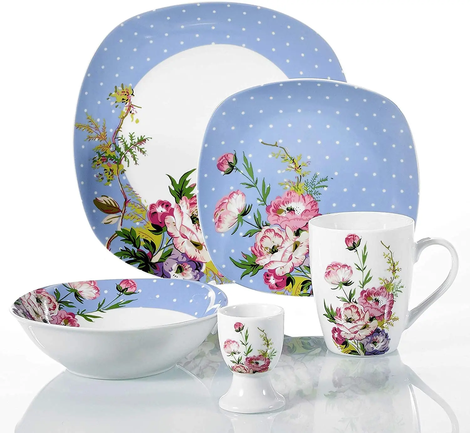 20Pcs China Bone Porcelain Dinner Ware Square Dinnerware Set Tableware Set Dining Plates Ceramic Dinnerware Set